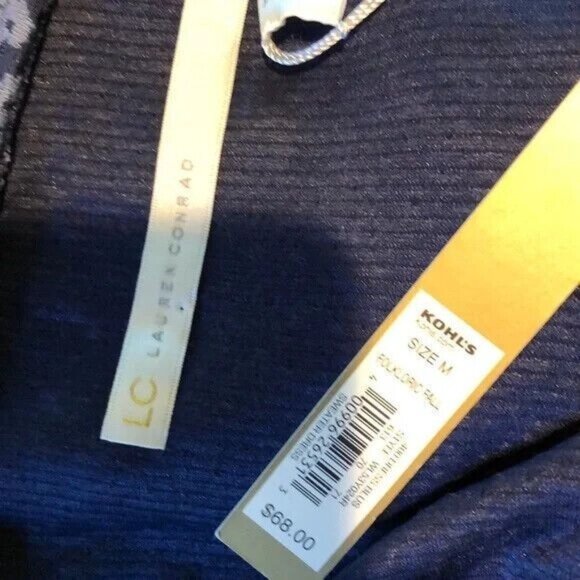 NWT Lauren Conrad Skater Dress Blue Knit Floral Print Full Skirt Medium - Picture 4 of 6